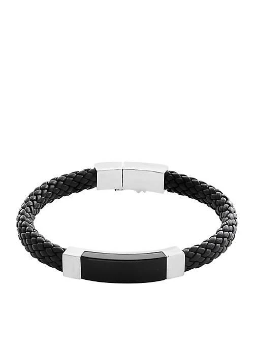 商品Effy|Mens Onyx Bracelet In Sterling Silver And Leather,价格¥4124,第1张图片