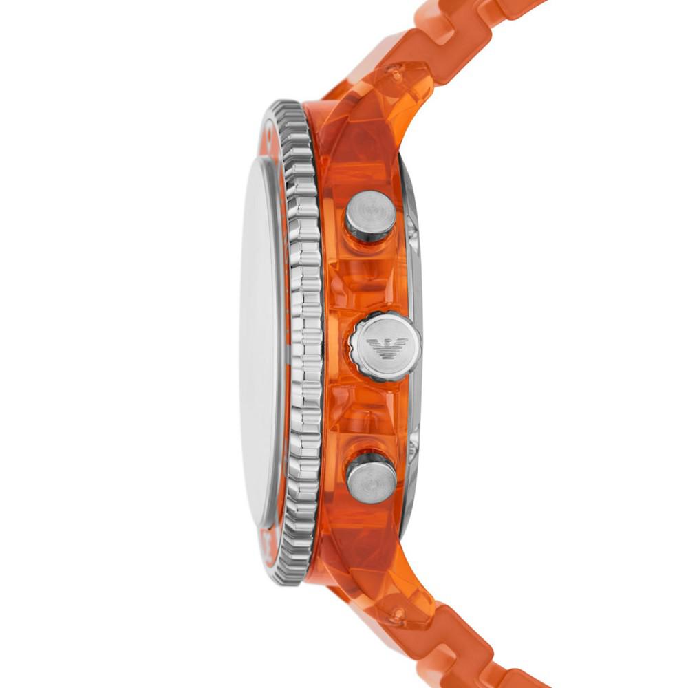 Men's Chronograph Orange Polyurethane Strap Watch 44mm商品第2张图片规格展示
