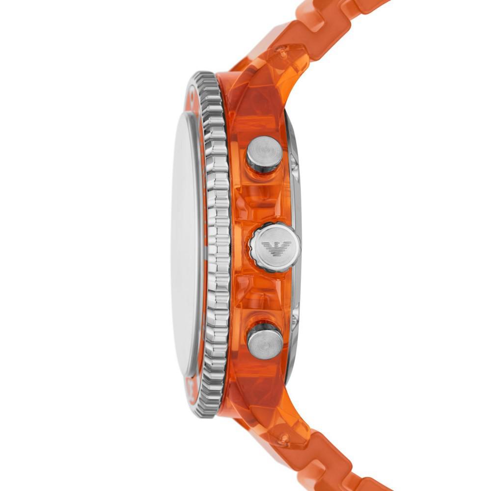 商品Emporio Armani|Men's Chronograph Orange Polyurethane Strap Watch 44mm,价格¥2051,第4张图片详细描述