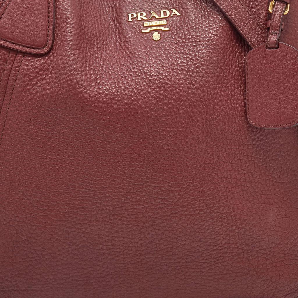 商品[二手商品] Prada|Prada Burgundy Vitello Danio Leather Side Pocket Shoulder Bag,价格¥4777,第7张图片详细描述