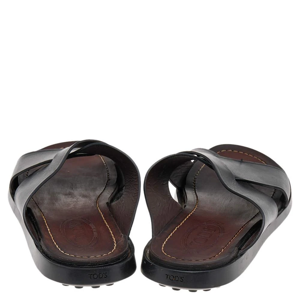 商品[二手商品] Tod's|Tod's Black Leather Criss Cross Flat Slides Size 43,价格¥1678,第5张图片详细描述