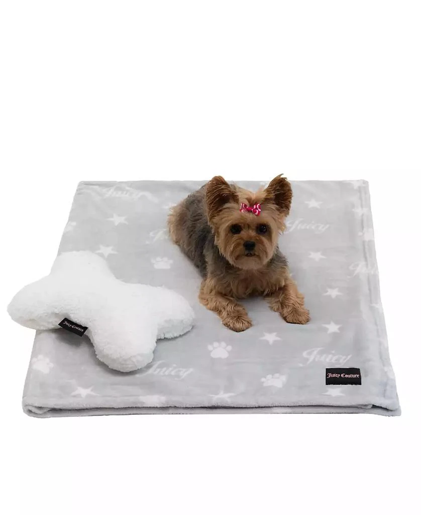 商品Juicy Couture|2-Piece Set Pet Throw Blanket Bone Pillow, Juicy Paws And Stars,价格¥101,第1张图片