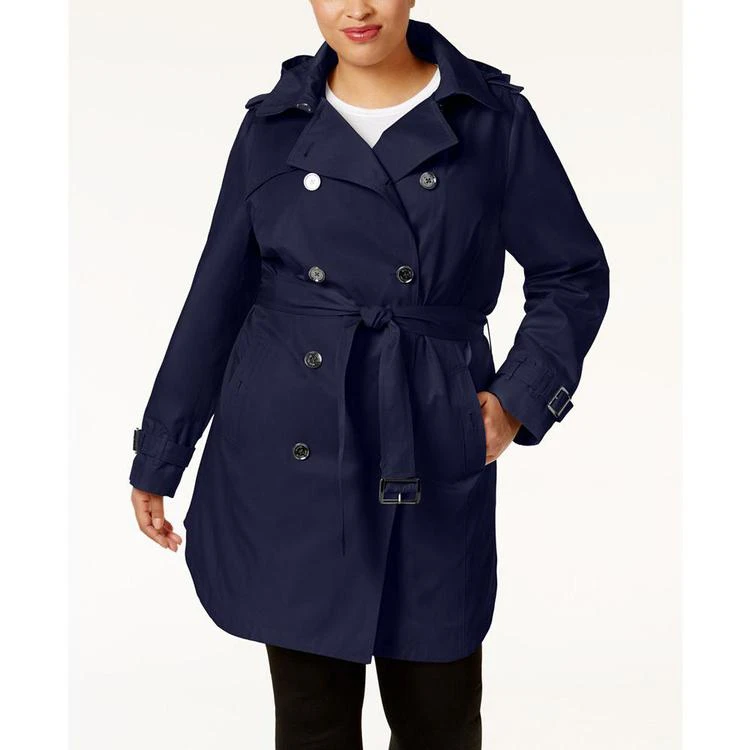 商品Michael Kors|MICHAEL  Plus Size Hooded Double-Breasted Trench Coat,价格¥1157,第1张图片