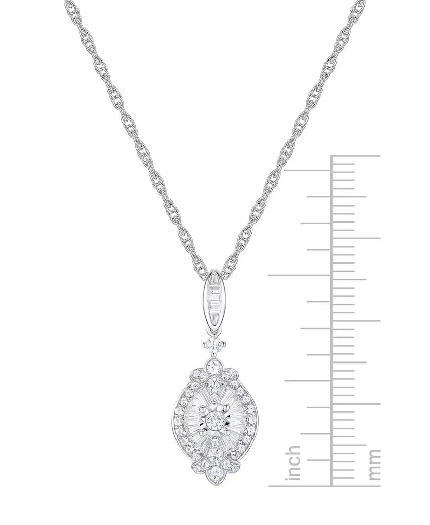 商品Macy's|Diamond Round & Baguette Halo Cluster 18" Pendant Necklace (1/2 ct. t.w.) in Sterling Silver,价格¥7555,第3张图片详细描述