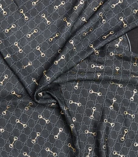 商品Gucci|GG and Horsebit真丝混纺围巾,价格¥5417,第3张图片详细描述