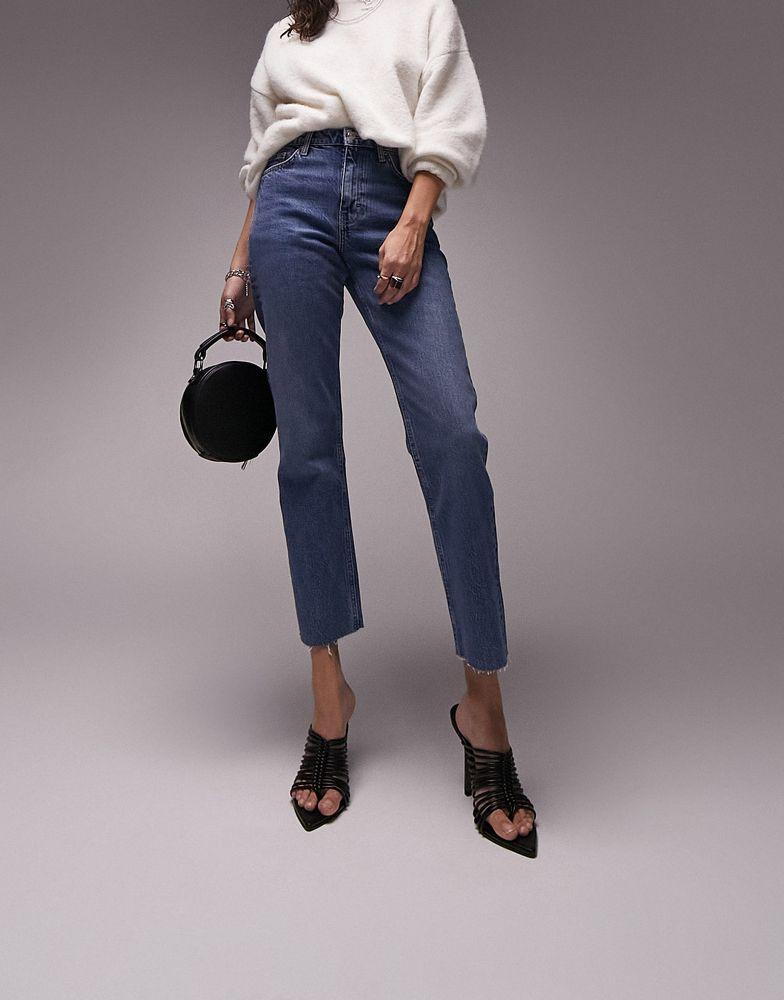 Topshop straight jeans in mid blue商品第1张图片规格展示