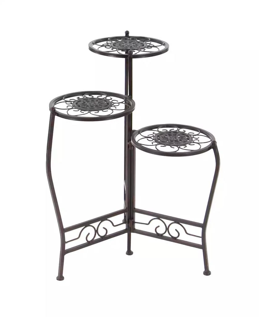 商品Rosemary Lane|Brown Metal Indoor Outdoor 3 Tier Floral Plant Stand,价格¥525,第4张图片详细描述