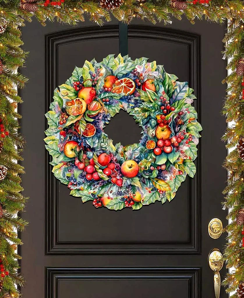 商品Designocracy|Holiday Wooden Door Decor Wall Decor Summer Harvest Fruit Wreath G. DeBrekht,价格¥989,第1张图片