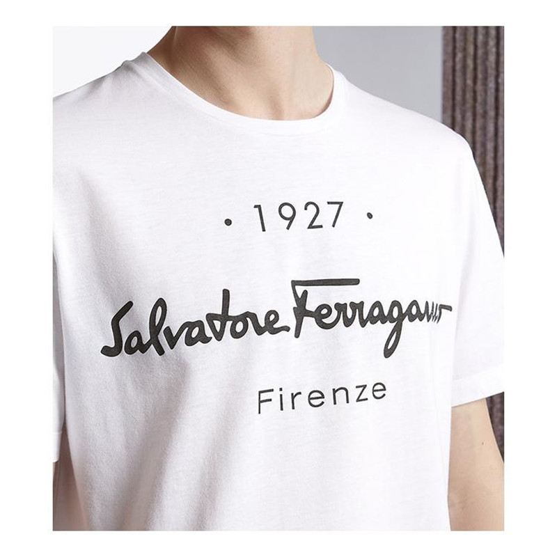 商品Salvatore Ferragamo|Salvatore Ferragamo 菲拉格慕 白色男士短袖 12 0613 728398,价格¥2656,第1张图片