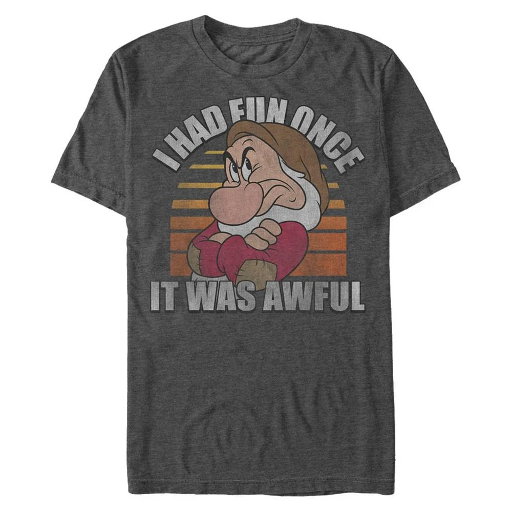 商品Disney|Disney Men's Snow White and the Seven Dwarfs Grumpy Had Fun Once, Short Sleeve T-Shirt,价格¥185,第1张图片