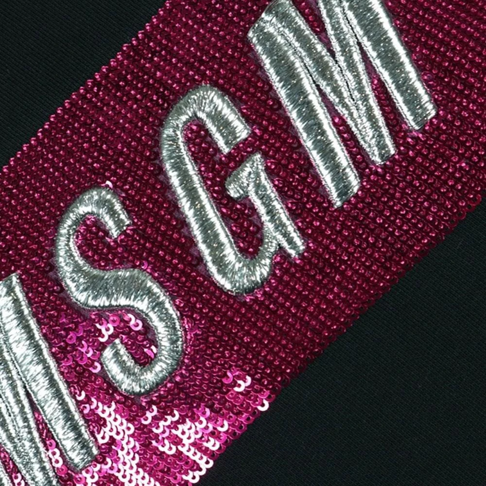 商品MSGM|Sequin Logo Sweatshirt Black & Pink,价格¥396,第2张图片详细描述