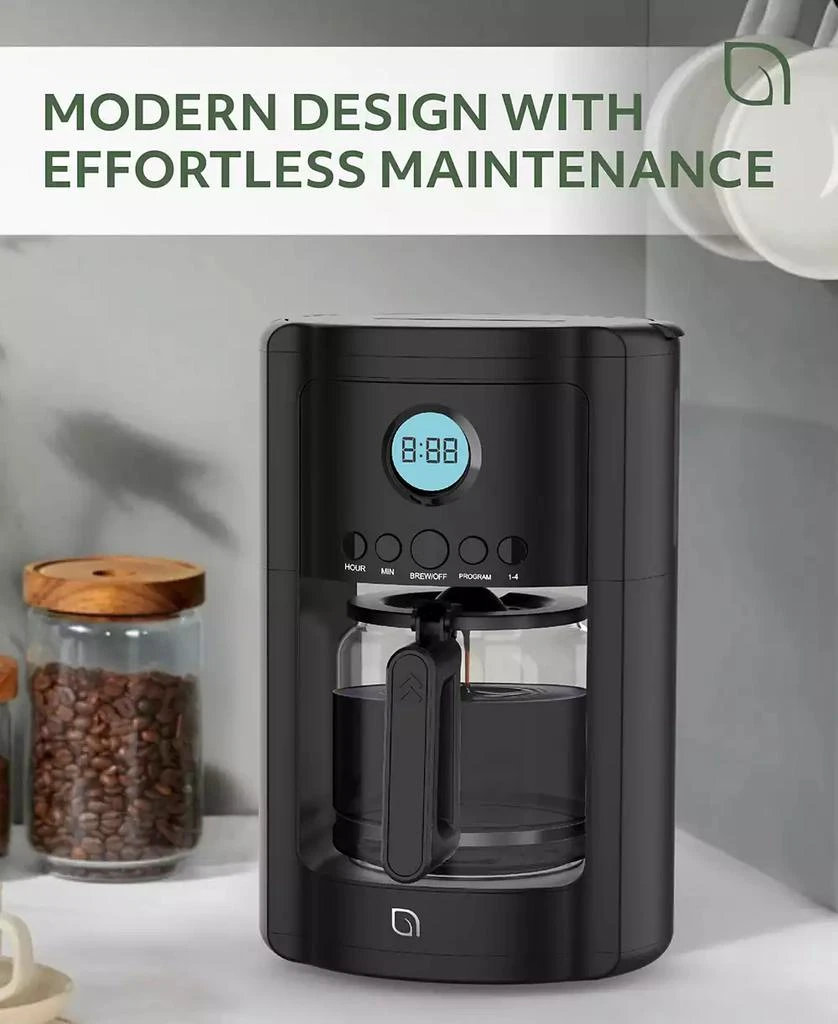 商品Willow Kitchen|12 Cup Coffee Maker – Programmable Brewing Options with Timer, Beautiful Design, Glass Pot,价格¥471,第4张图片详细描述