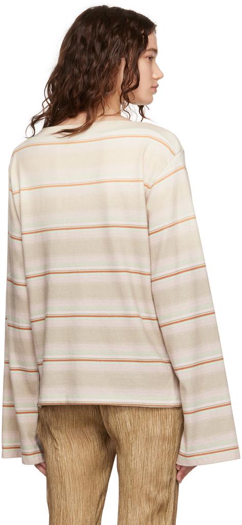 Beige Striped Long Sleeve T-Shirt商品第3张图片规格展示