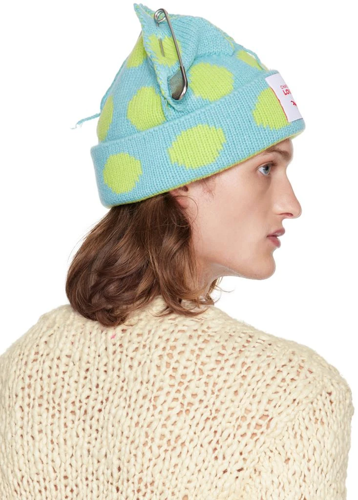 商品Charles Jeffrey Loverboy|SSENSE Exclusive Blue & Green Punk Ears Beanie,价格¥897,第3张图片详细描述