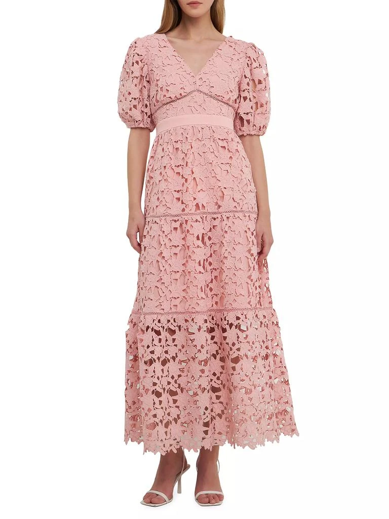 商品Endless Rose|Puff Sleeves Lace Tiered Maxi Dress,价格¥975,第2张图片详细描述