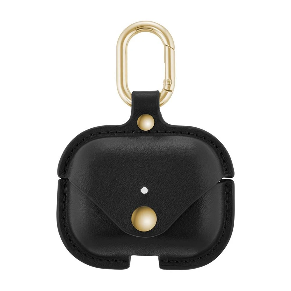 商品WITHit|Black Leather Apple AirPods Case with Gold-Tone Snap Closure and Carabiner Clip,价格¥261,第1张图片