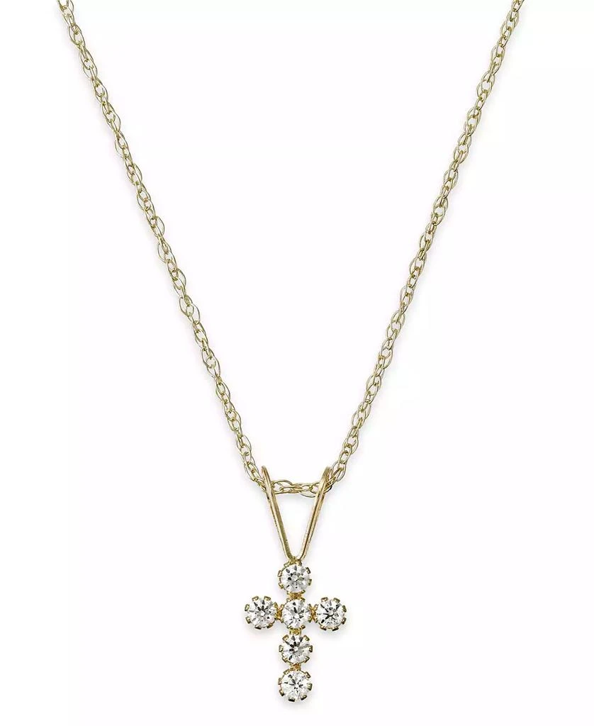 商品Macy's|Children's Cubic Zirconia Cross Pendant Necklace in 14k Gold,价格¥748,第1张图片