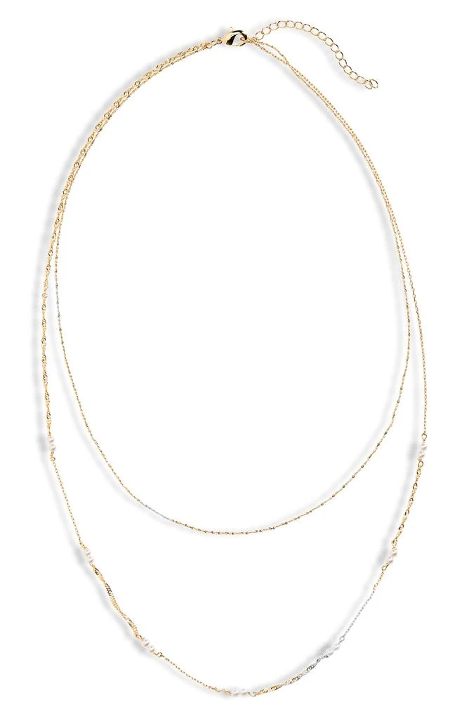 商品Nordstrom|Faux Pearl Double Strand Chain Necklace,价格¥98,第1张图片