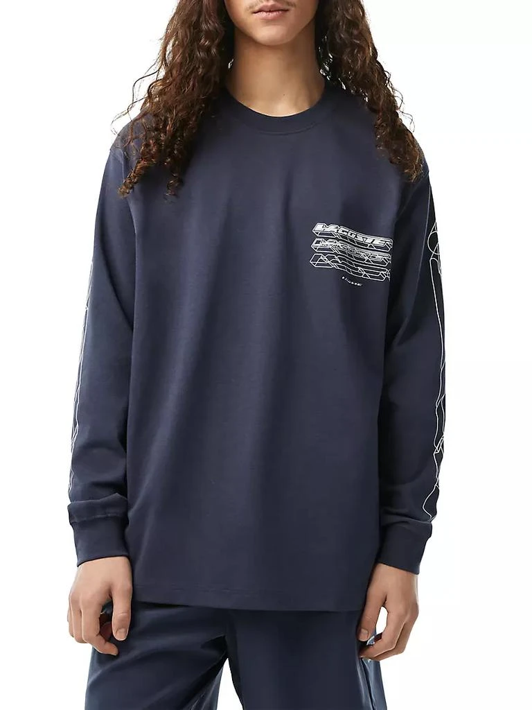 商品Lacoste|Cotton Long-Sleeve Loose T-Shirt,价格¥523,第3张图片详细描述
