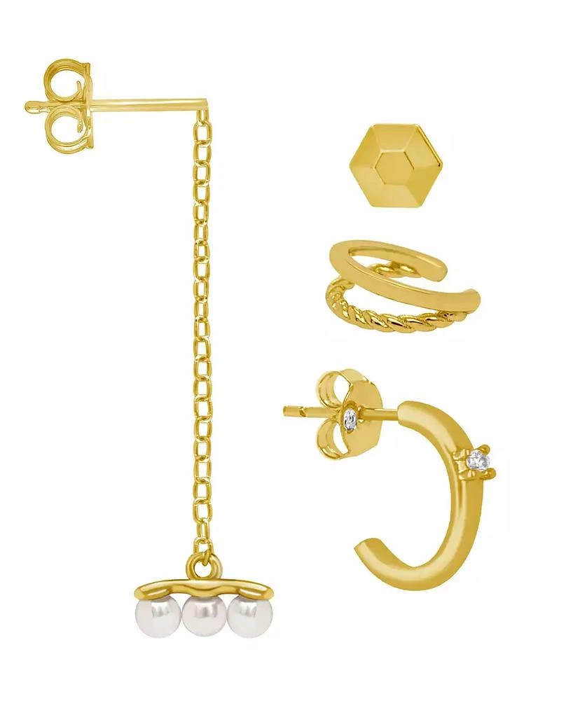 商品And Now This|18K Gold Plated Four Piece Single Earring Set,价格¥94,第1张图片