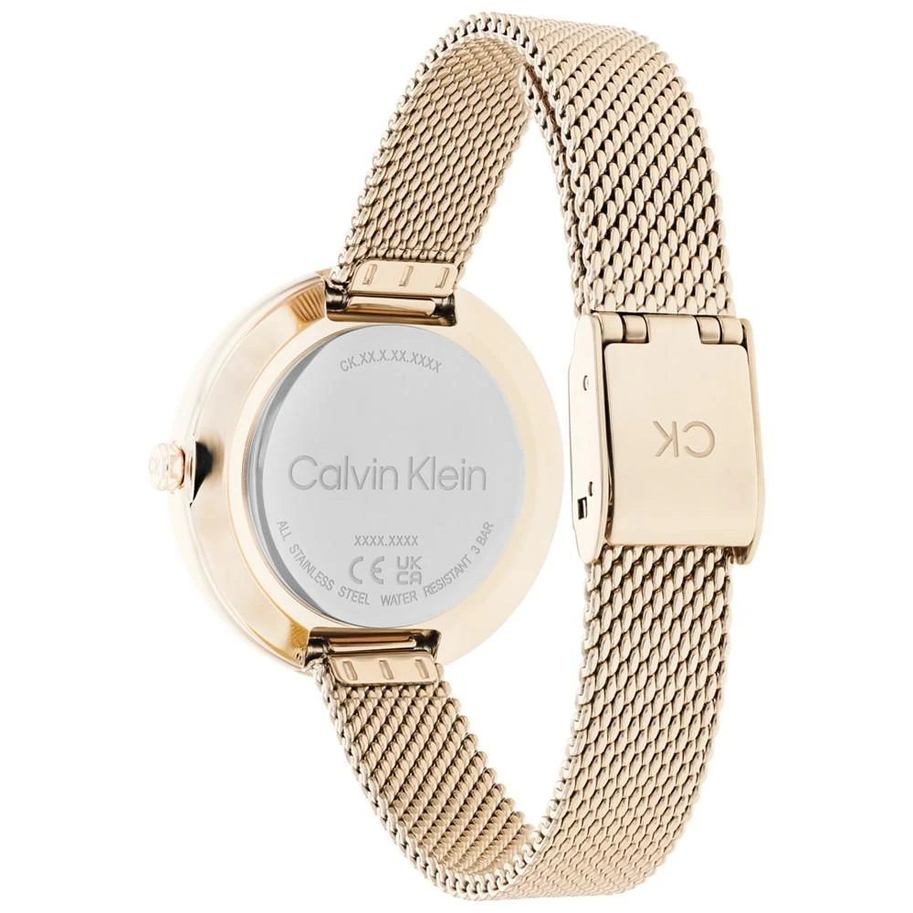 商品Calvin Klein|Women's Carnation Gold-Tone Stainless Steel Mesh Bracelet Watch 30mm,价格¥1201,第3张图片详细描述
