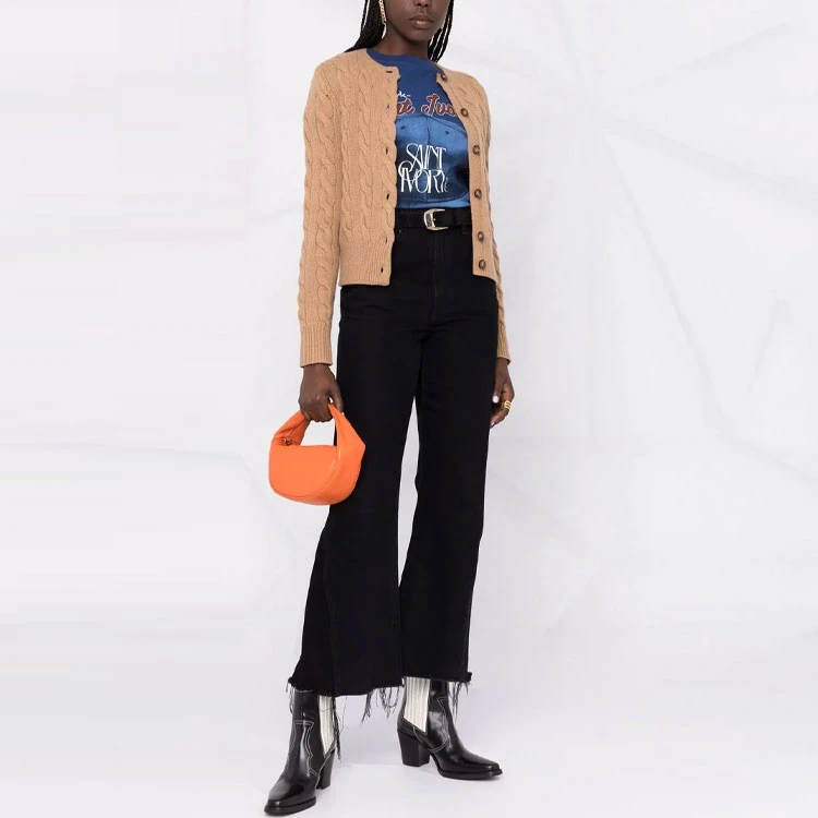 商品[国内直发] Ralph Lauren|[预售3天]FW21 粗绞花羊毛衫针织开衫外套毛衣 女款 棕色,价格¥2042,第4张图片详细描述