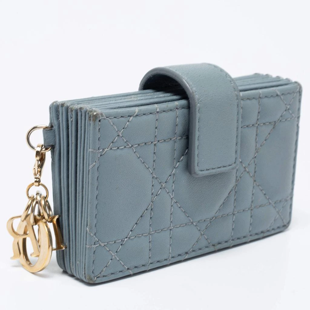 商品[二手�商品] Dior|Dior Cloud Blue Cannage Leather 5 Gusset Card Holder,价格¥2279,第4张图片详细描述