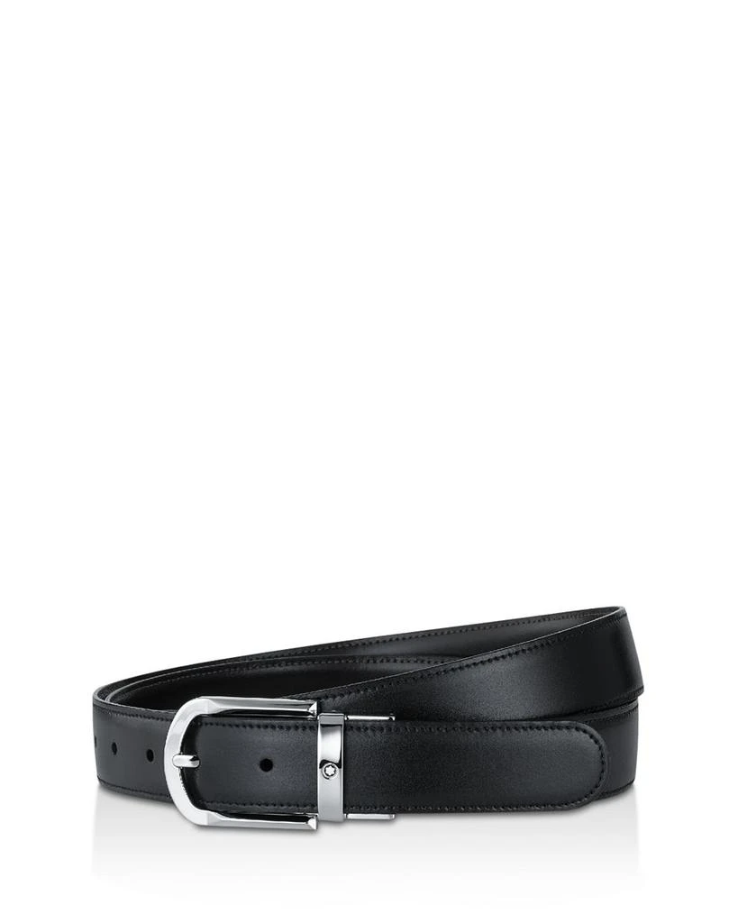 商品MontBlanc|Men's Shiny Palladium-Coated Reversible Leather Belt,价格¥3105,第1张图片