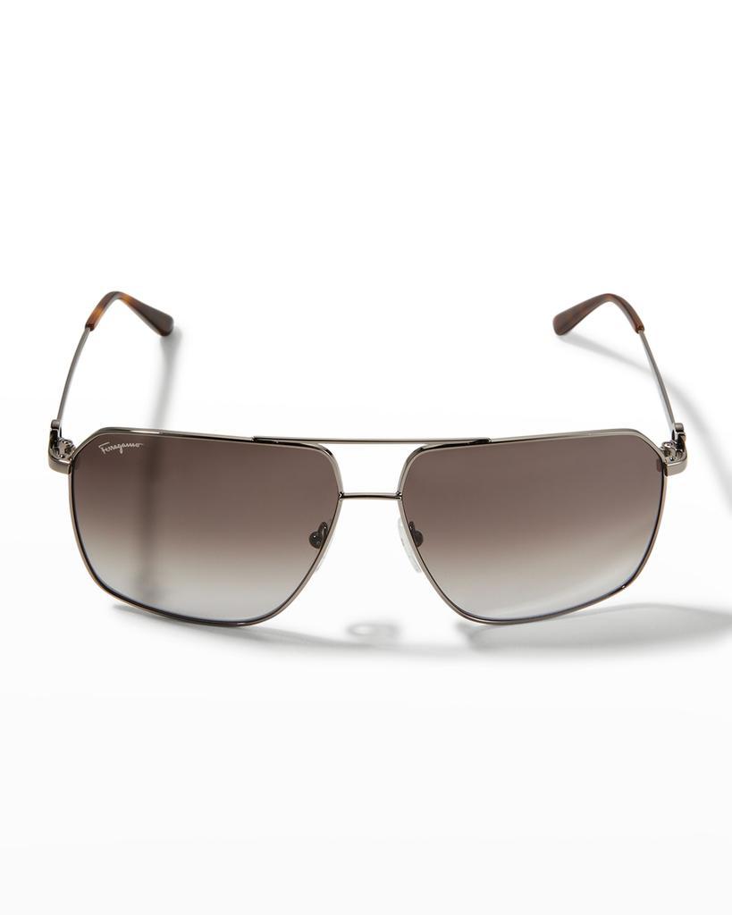 商品Salvatore Ferragamo|Men's Navigator Gancio Logo Sunglasses,价格¥2433,第5张图片详细描述