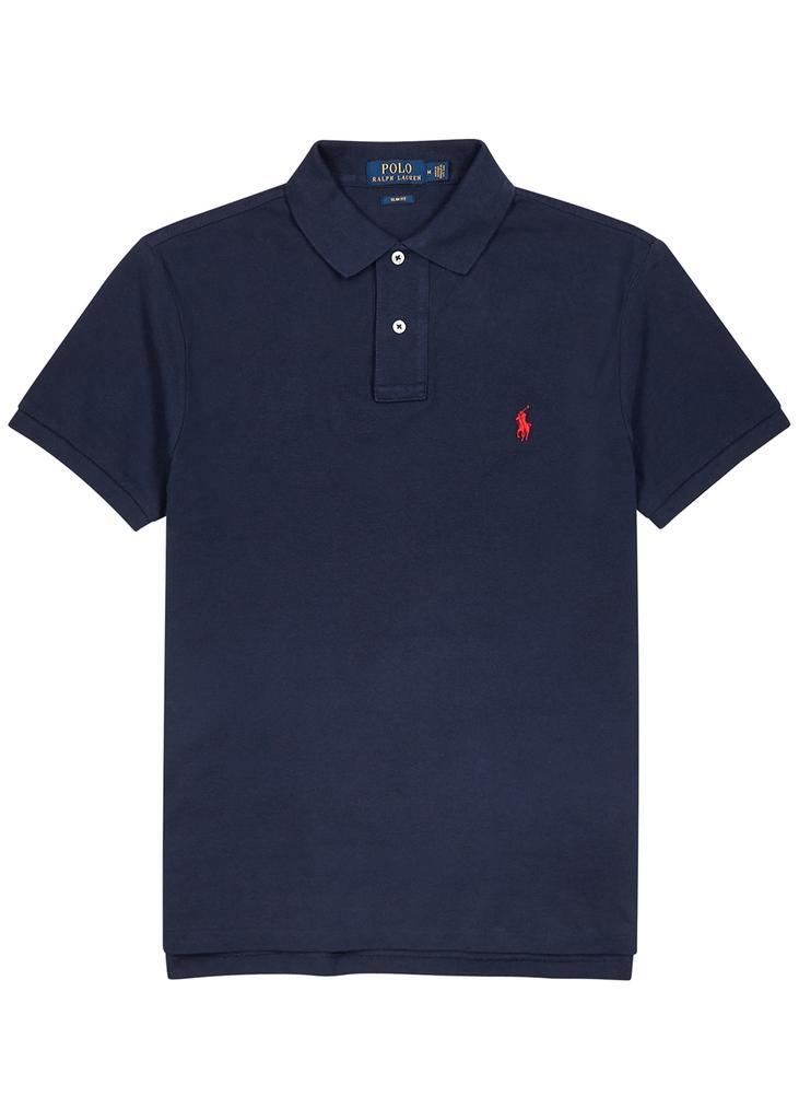 商品Ralph Lauren|Navy slim piqué cotton polo shirt,价格¥966,第1张图片