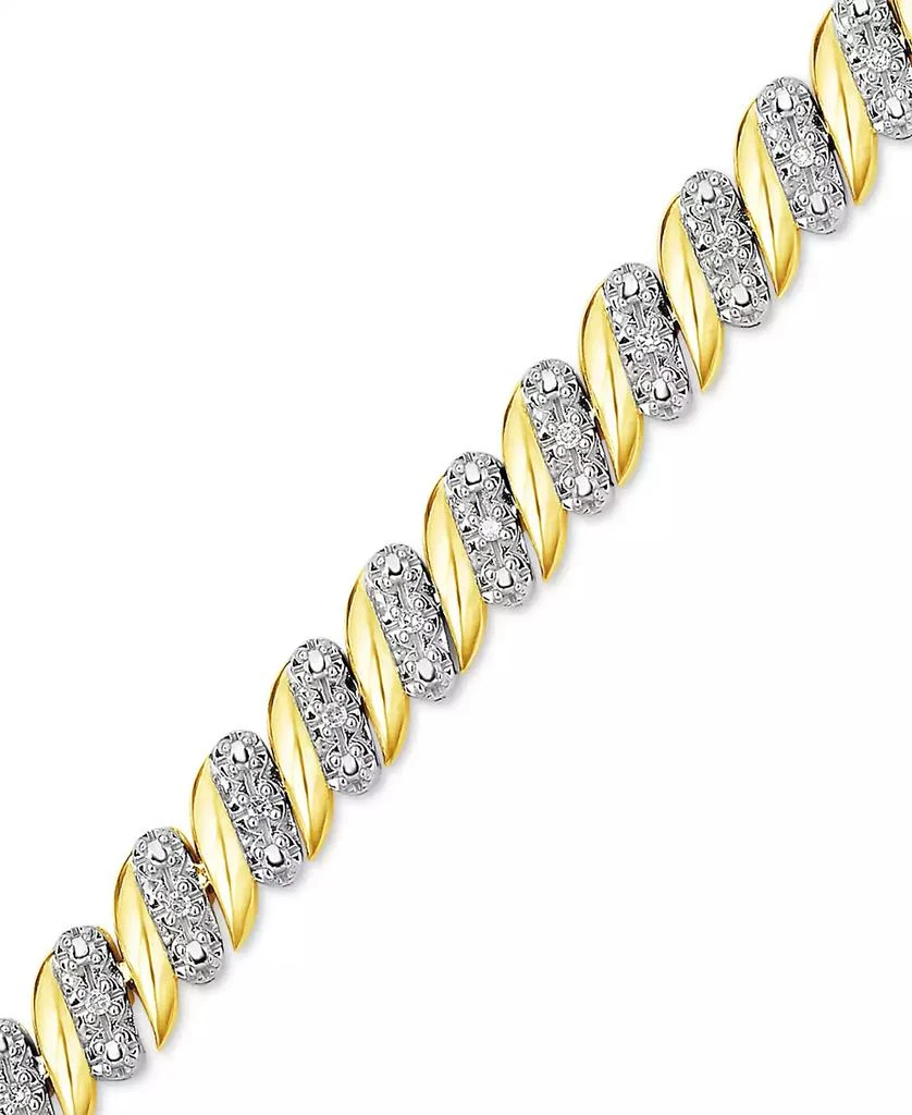 商品Macy's|Diamond (1/4 ct. t.w.) Zig Zag Bracelet in 14k Gold-Plated Sterling Silver,价格¥748,第1张图片