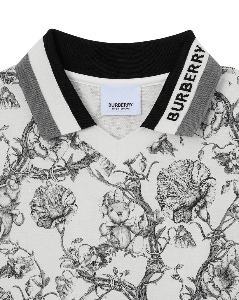 商品Burberry|Boy's Etched Bear & Floral Logo Polo Shirt, Size 3-14,价格¥1097,第4张图片详细描述