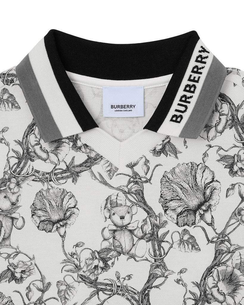 商品Burberry|Boy's Etched Bear & Floral Logo Polo Shirt, Size 3-14,价格¥1045,第6张图片详细描述