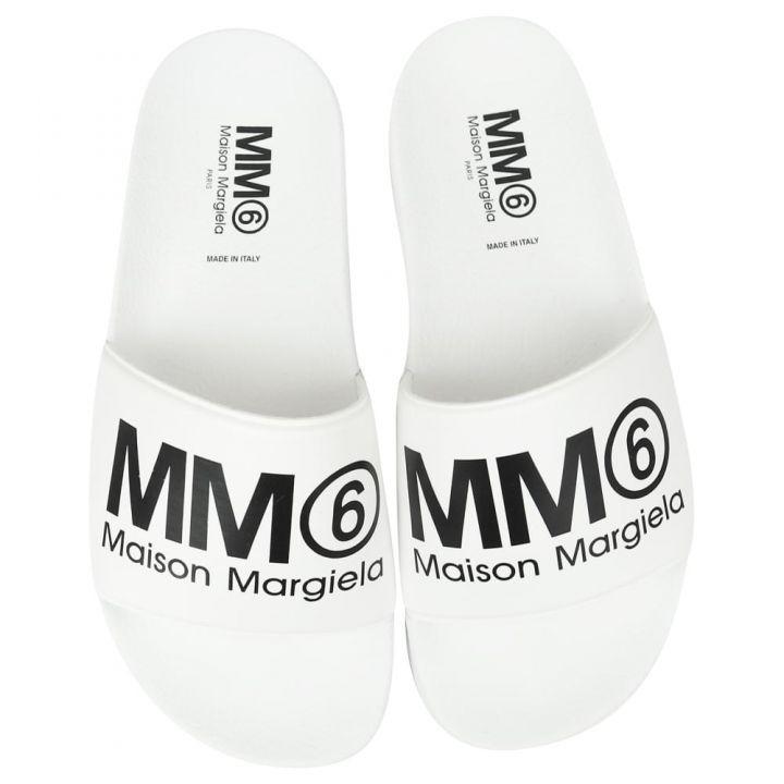 商品MAISON MARGIELA|White MM6 Logo Sliders,价格¥236,第5张图片详细描述