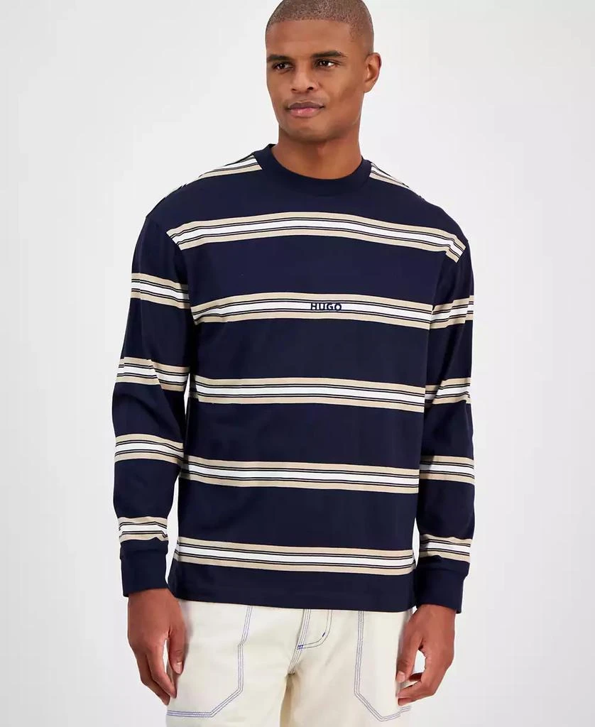 商品Hugo Boss|Men's Nistriplo Relaxed Fit Striped Long Sleeve Crewneck T-Shirt,价格¥505,第1张图片