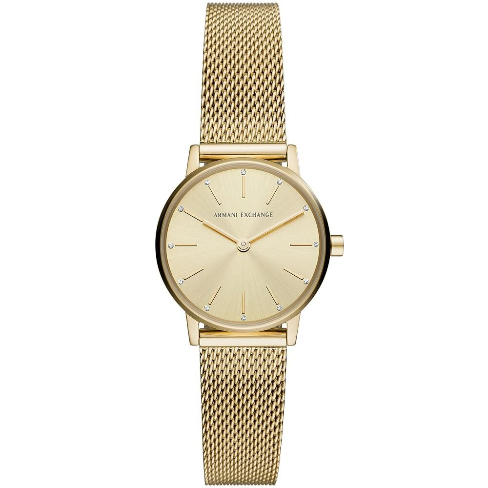 商品Armani Exchange|AX Women's Gold-Tone Stainless Steel Mesh Bracelet Watch 28mm,价格¥898,第1张图片