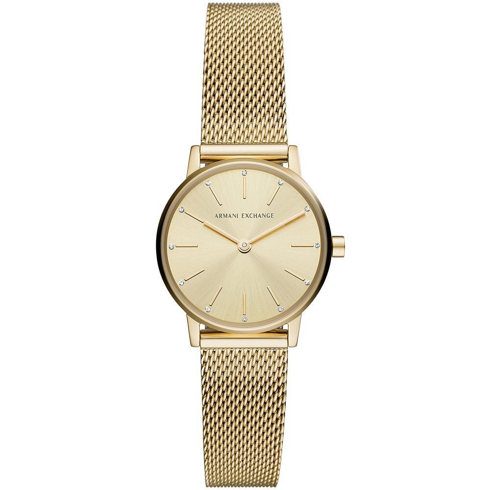 商品Armani Exchange|AX Women's Gold-Tone Stainless Steel Mesh Bracelet Watch 28mm,价格¥869,第1张图片