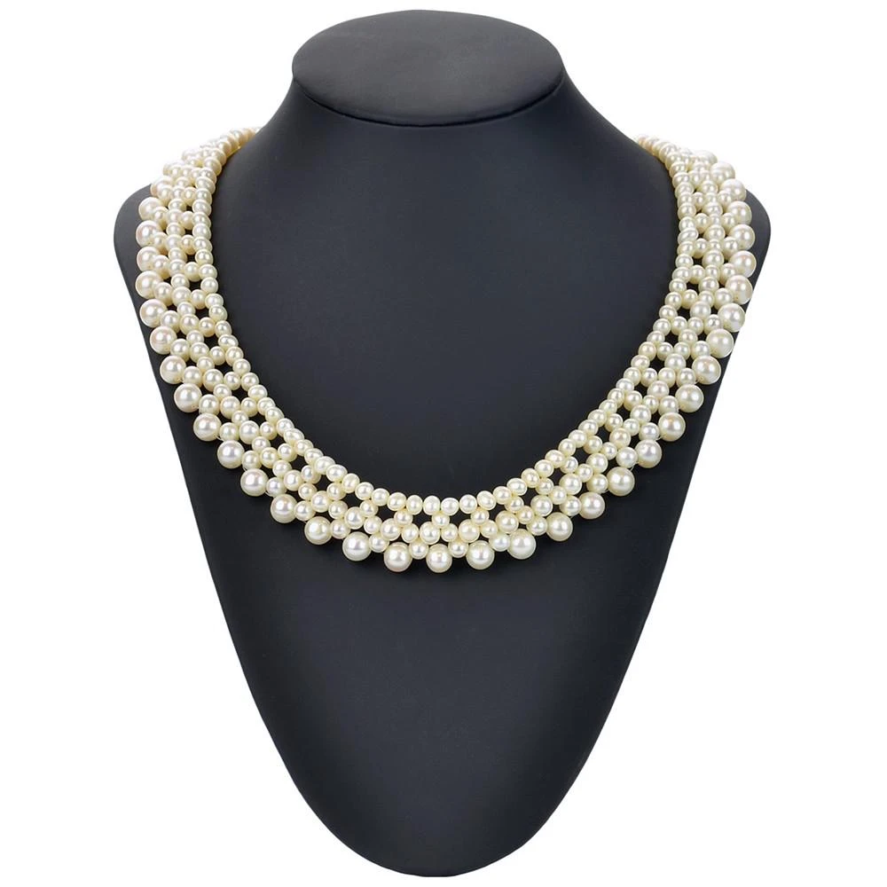 商品Macy's|Cultured Freshwater Pearl (4-8mm) Multi-row Statement Necklace, 20" + 1" extender (Also in Black Cultured Freshwater Pearl),价格¥1063,第2张图片详细描述