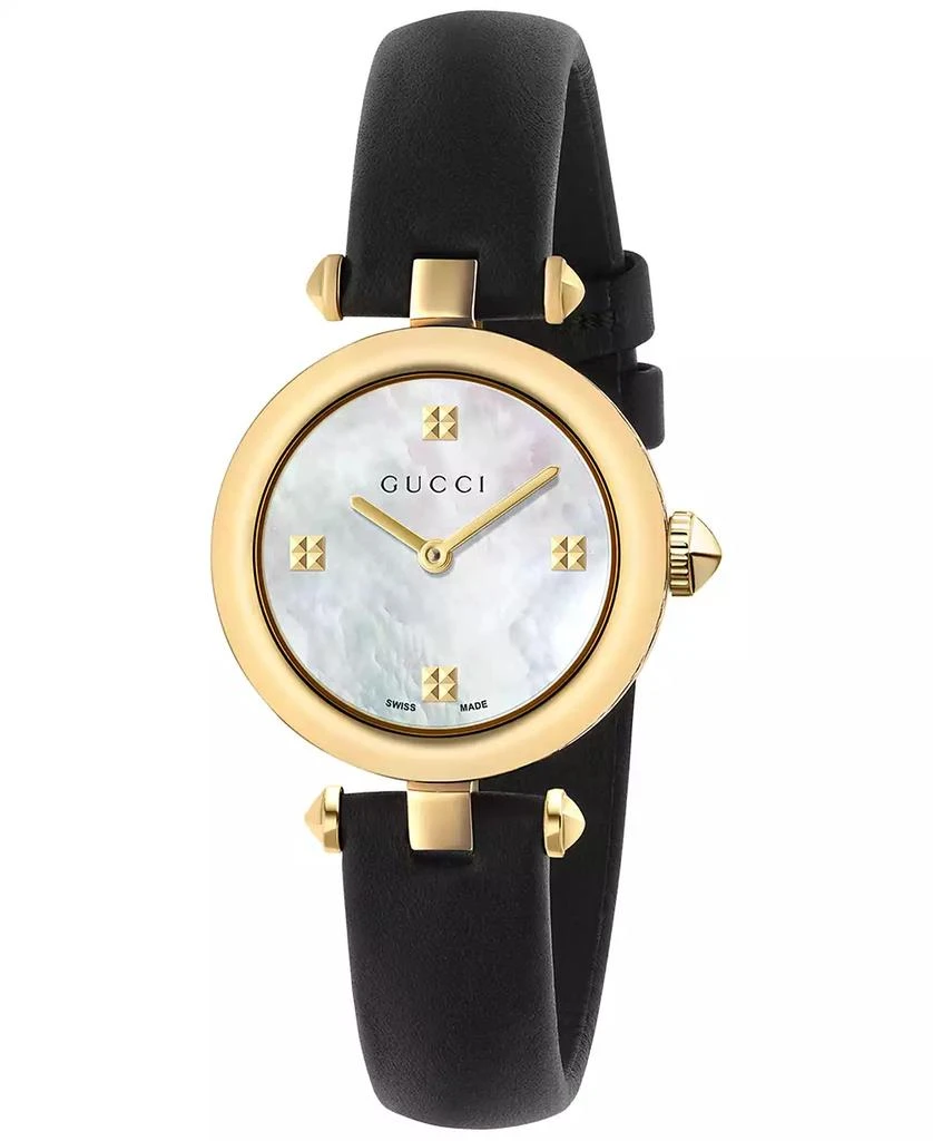 商品Gucci|Women's Swiss Diamantissima Black Leather Strap Watch 27mm,价格¥11813,第1张图片