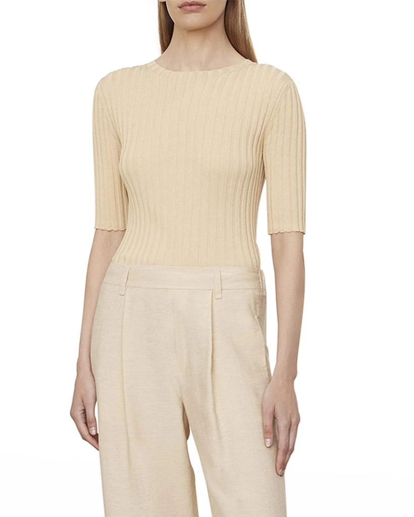商品Vince|Ribbed Elbow-Sleeve Top,价格¥1144,第1张图片