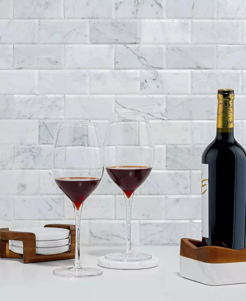 商品Nambé|Chevron Coaster Set with Holder in Acacia Wood and Marble,价格¥582,第3张图片详细描述