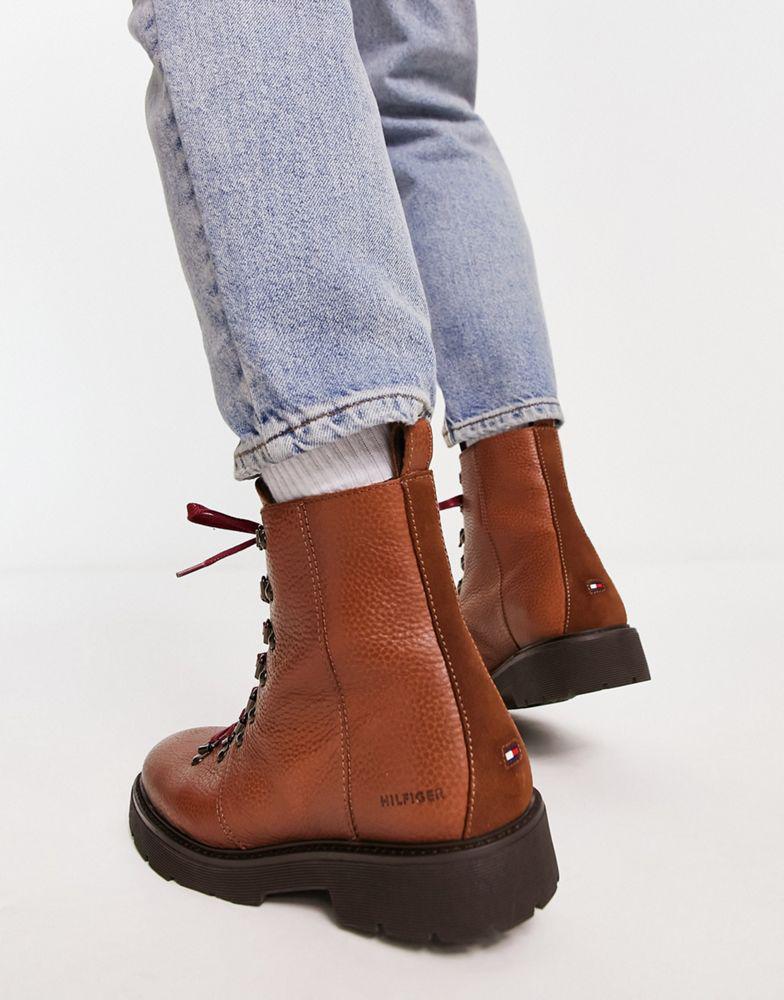 Tommy Hilfiger lace up boots in brown商品第4张图片规格展示