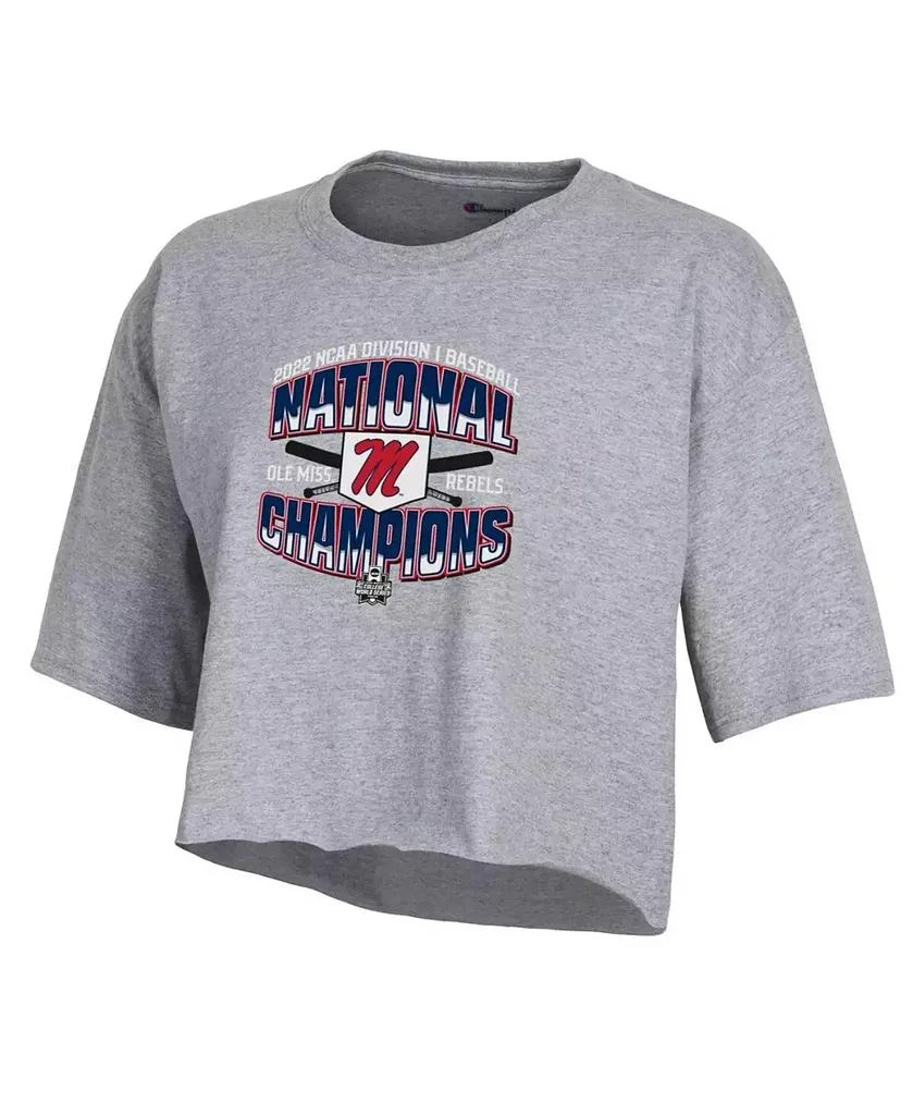 商品CHAMPION|Women's Heathered Gray Ole Miss Rebels 2022 NCAA Men's Baseball College World Series Champions Locker Room Boyfriend Cropped T-shirt,价格¥223,第2张图片详细描述