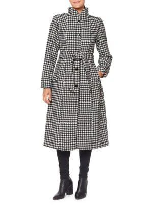 商品Kate Spade|Houndstooth Single Breasted Belted Coat,价格¥1025,第1张图片