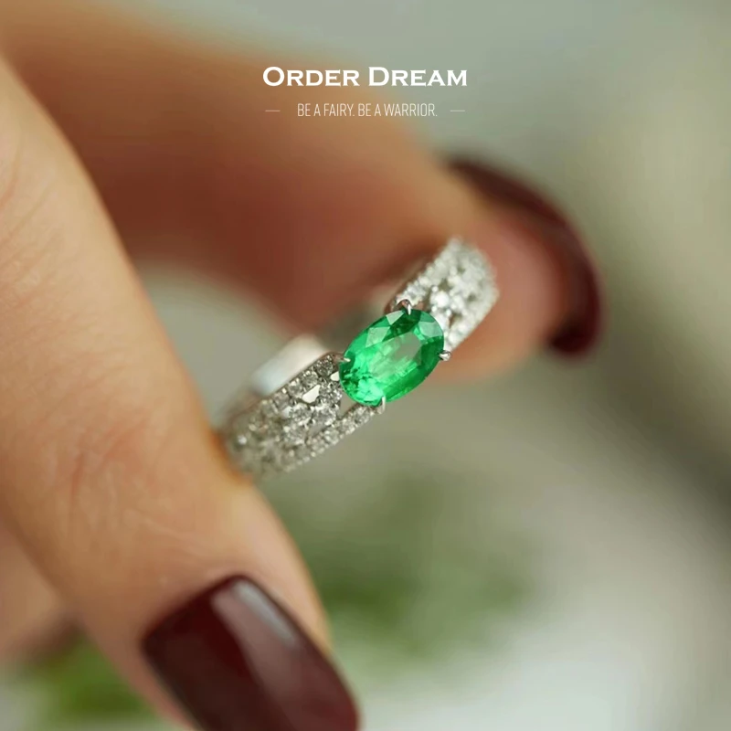 商品[国内直发] Order Dream|18k金祖母绿钻石戒指,价格¥12771,第1张图片