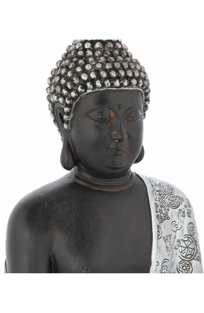 商品UMA|Silvertone Polystone Bohemian Buddha Sculpture with Engraved Carvings and Relief Detailing,价格¥387,第5张图片详细描述