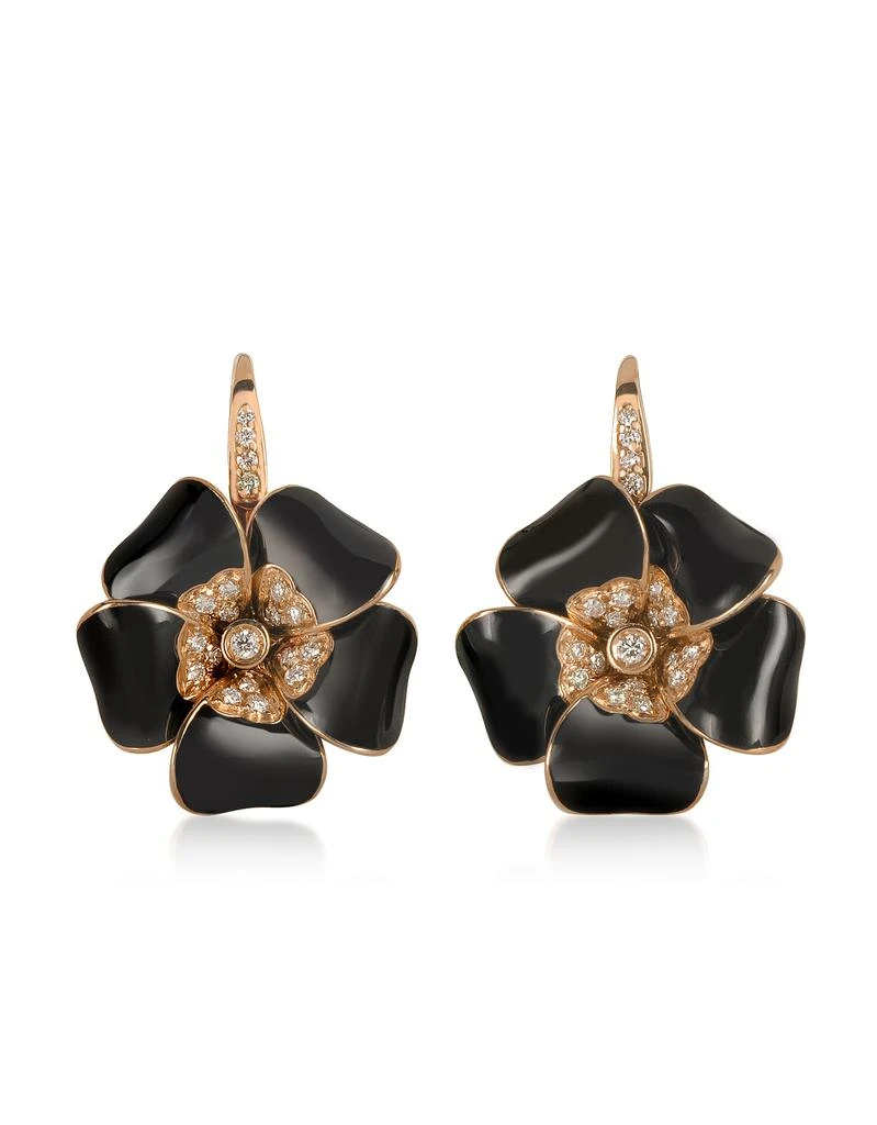 商品Rosato 洛萨朵|Rose Gold Diamonds and Black Enamel Lily Earrings,价格¥21232,第1张图片