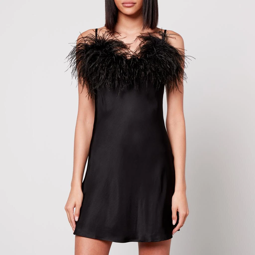 商品Sleeper|Boheme Feather-Trimmed Satin Mini Dress,价格¥1146,第1张图片