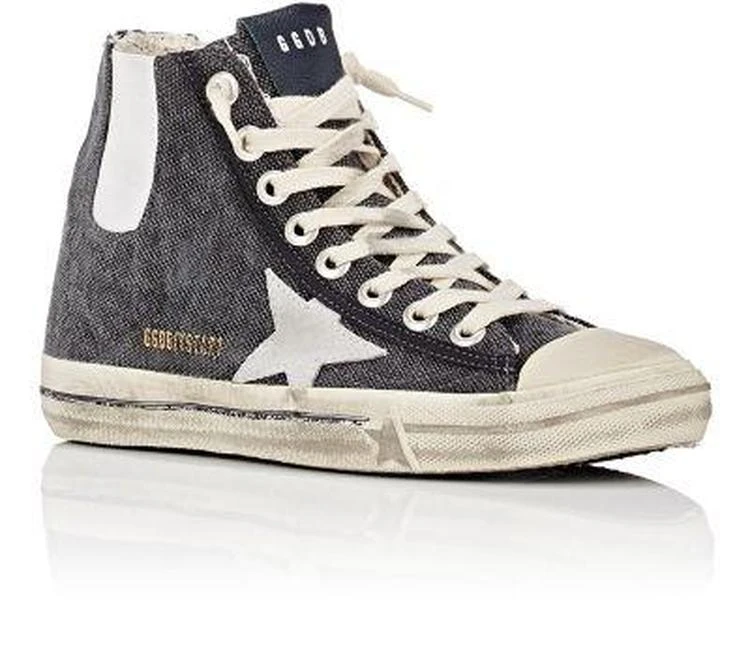 商品Golden Goose|V-Star 1 Canvas High-Top Sneakers 小脏鞋,价格¥1778,第2张图片详细描述