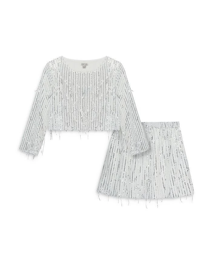 商品Habitual|Girls' Allover Fringed Sequin Top & Skirt Set - Big Kid,价格¥463,第1张图片详细描述